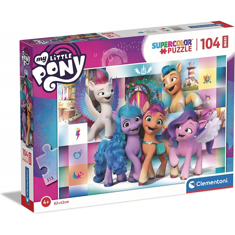 Clementoni - Puzzle Maxi My Little Pony 104 pz Supercolor Medium - CL23763