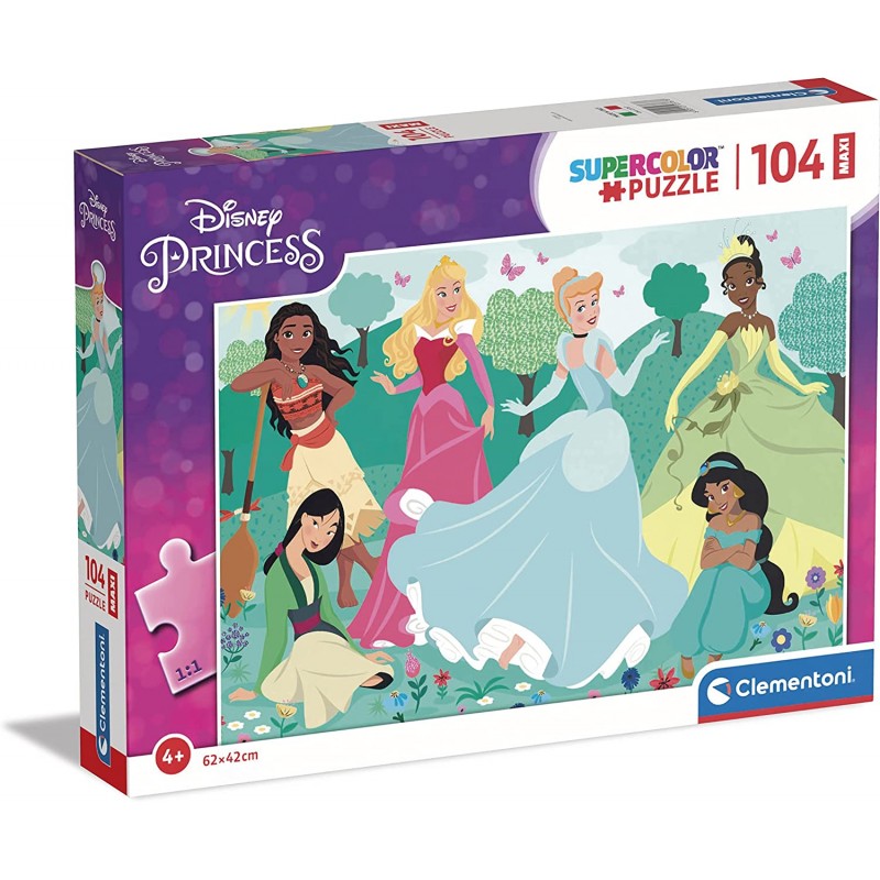 Clementoni - Puzzle Maxi Principesse Disney 104 pz Supercolor Medium - CL23767