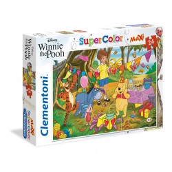Clementoni-Clementoni-24201-Supercolor Puzzle-Winnie The Pooh-24 Maxi Pezzi-Disney, Multicolore, 24201