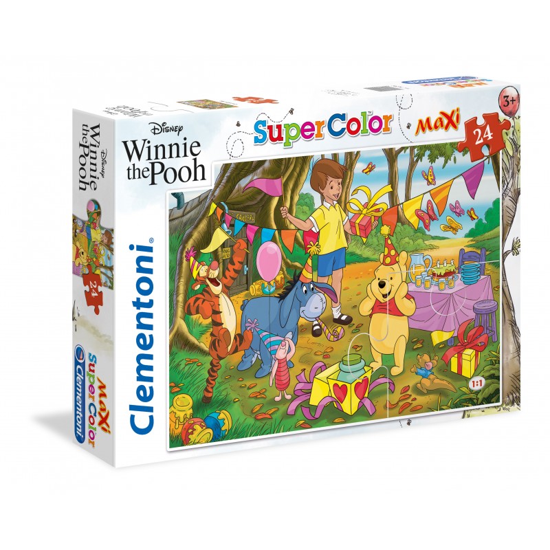 Clementoni-Clementoni-24201-Supercolor Puzzle-Winnie The Pooh-24 Maxi Pezzi-Disney, Multicolore, 24201