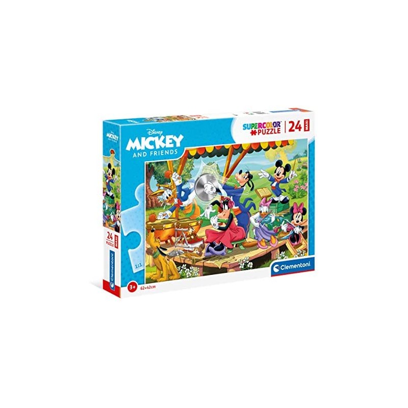 Clementoni- Mickey Mouse Supercolor Disney And Friends-24 Maxi Pezzi-Made in Italy, Puzzle Bambini 3 Anni+, Multicolore, 24218