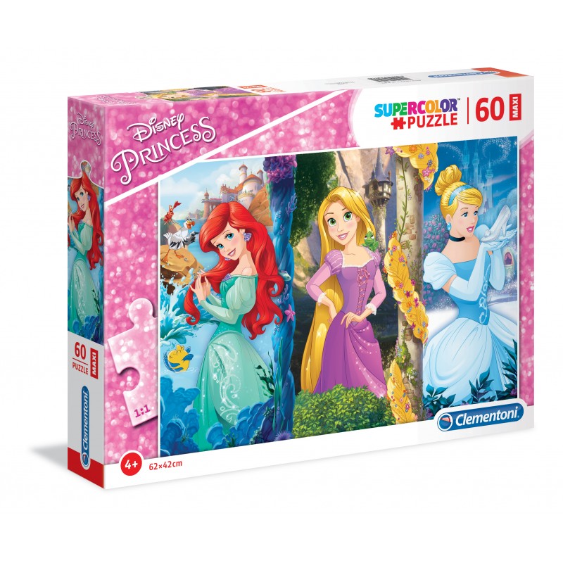 Clementoni Princess disney Supercolor Puzzle Maxi, Multicolore, 60 Pezzi, 26416