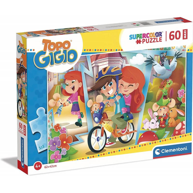 Clementoni - Puzzle Topo Gigio 60 maxi pezzi, Supercolor Medium - CL26472