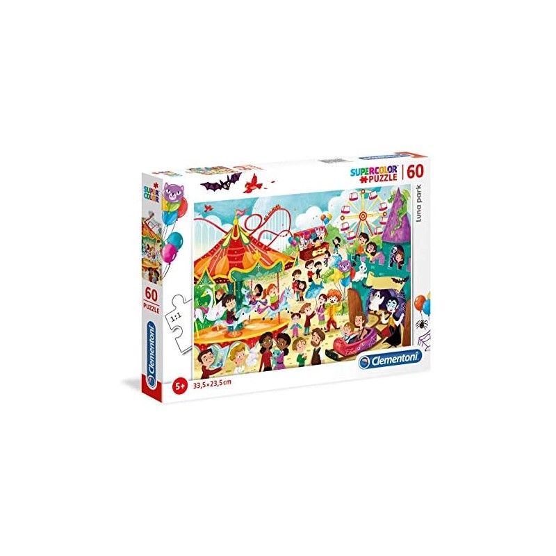 Clementoni- Supercolor Puzzle-Luna Park-60 Pezzi, Multicolore, 26991