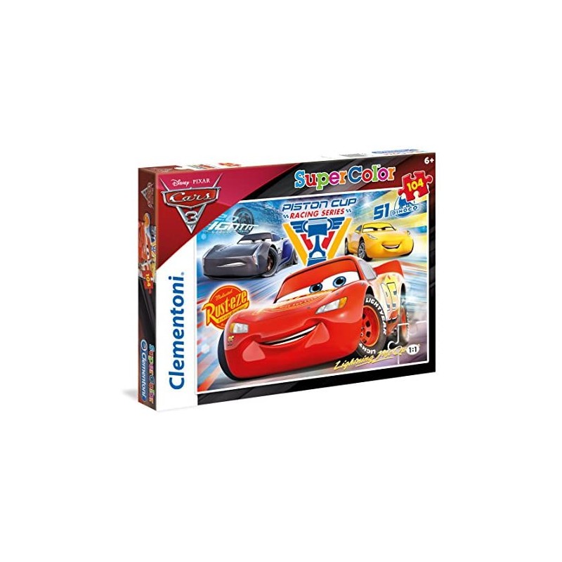 Clementoni- Cars 3 Supercolor Puzzle, Multicolore, 104 Pezzi, 27072