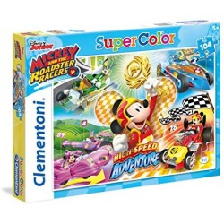 Clementoni Mickey Roadster Racers Supercolor Puzzle, Multicolore, 104 Pezzi, 27085