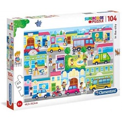 Clementoni- Supercolor Puzzle-The City-104 Pezzi, Multicolore, 27114