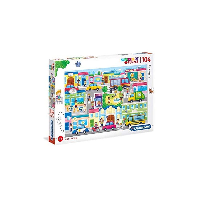 Clementoni- Supercolor Puzzle-The City-104 Pezzi, Multicolore, 27114