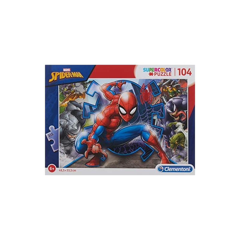 Clementoni- Supercolor Puzzle-Spider Man-104 Pezzi, Multicolore, 27116