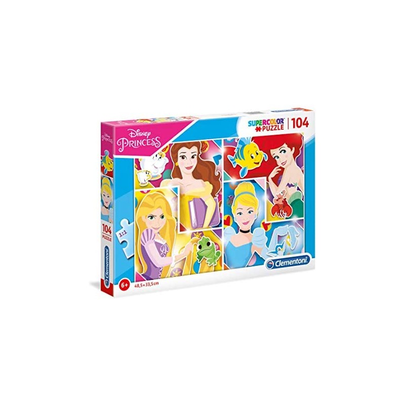 Clementoni - 27146 - Supercolor Puzzle - Disney Princess - 104 Pezzi - Made In Italy - Puzzle Bambini 6 Anni +