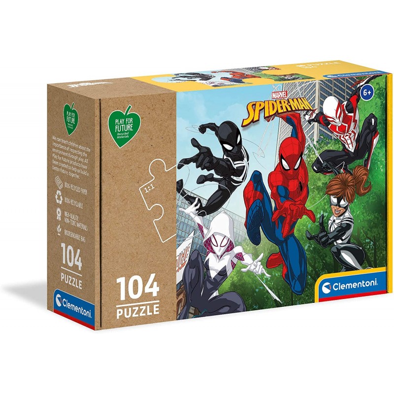 Clementoni - Play for Future - Marvel Spider-Man Puzzle, 104 pz, One size - CL27151