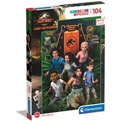 Clementoni Supercolor Jurassic World Camp Cretaceous, serie Netflix 104 pezzi-Made in Italy, bambini 6 anni, puzzle cartoni anim