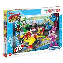 Clementoni- Mickey Roadster Racers Supercolor Puzzle, 104 Pezzi, 27984