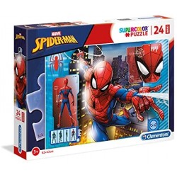 Clementoni- Supercolor Puzzle-Spider Man-24 Pezzi Maxi, Multicolore, 28507