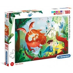 Clementoni - 29209 - Supercolor Puzzle - The Dragon And The Knight - 180 Pezzi - Made In Italy - Puzzle Bambini 7 Anni +