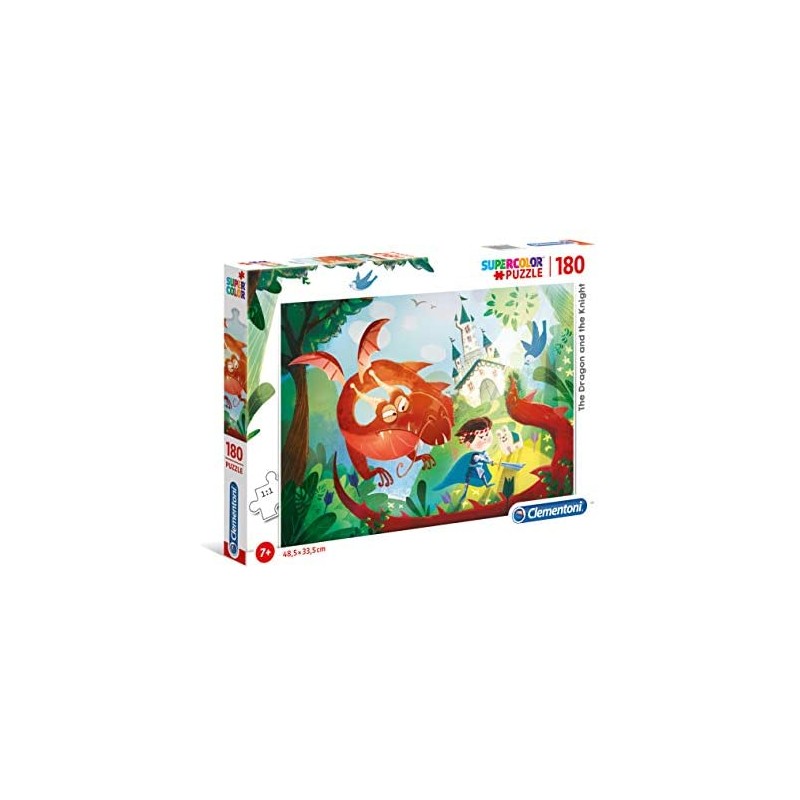 Clementoni - 29209 - Supercolor Puzzle - The Dragon And The Knight - 180 Pezzi - Made In Italy - Puzzle Bambini 7 Anni +