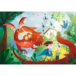 Clementoni - 29209 - Supercolor Puzzle - The Dragon And The Knight - 180 Pezzi - Made In Italy - Puzzle Bambini 7 Anni +