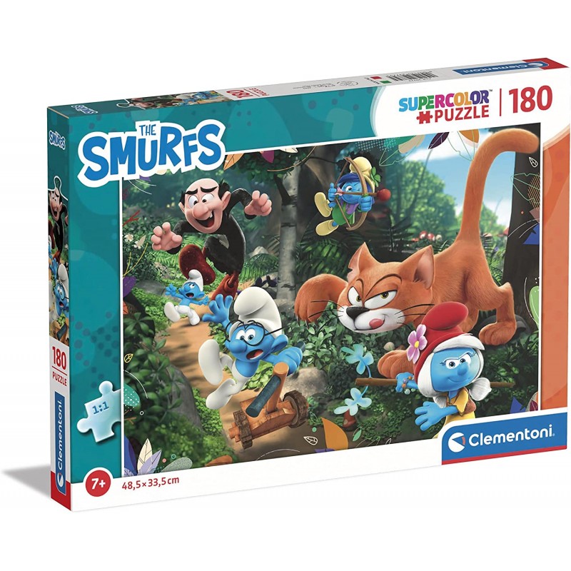 Clementoni - Puzzle Puffi 180 pz The Smurfs Supercolor, Medium, CL29779