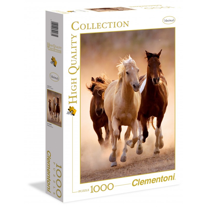 Clementoni-Running Horses Puzzle, 1000 Pezzi, Multicolore, 39168