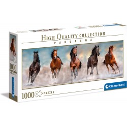 Clementoni - Puzzle High Quality Collection Panorama - Horses adulti 1000 pezzi, puzzle panoramico - CL39607
