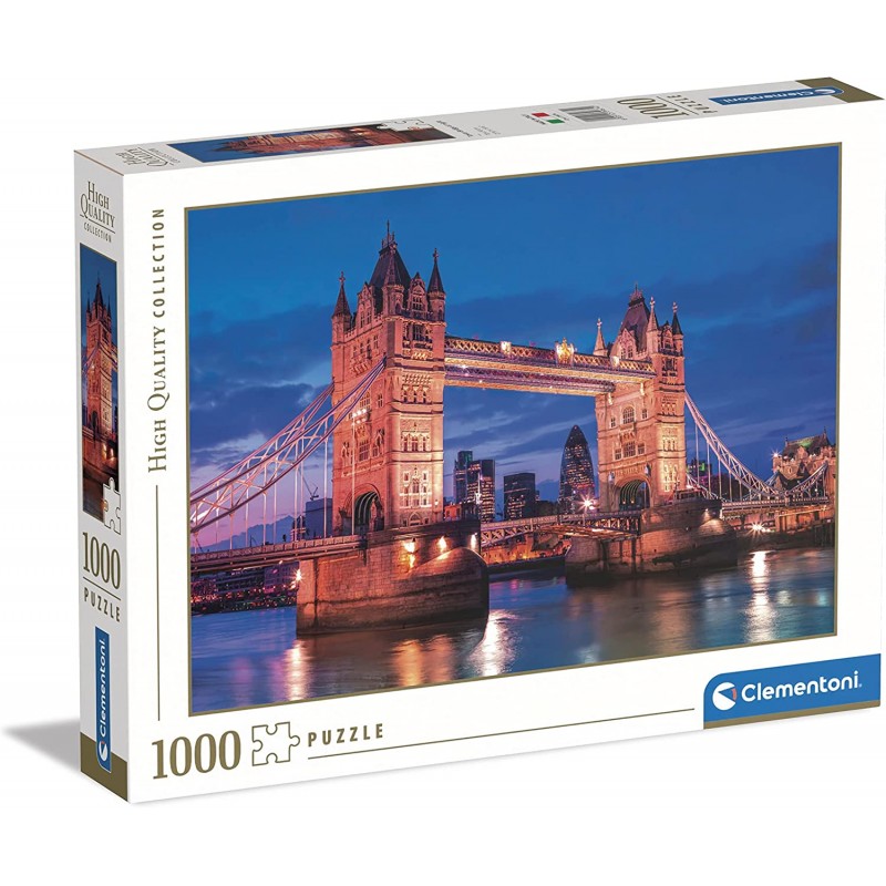 Clementoni - Puzzle High Quality Collection Tower Bidge At Night - 1000 Pezzi, Paesaggi, Città, Londra - CL39674