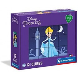 Clementoni Disney Princess, 3 anni-cubi da 12 pezzi-Play For Future, materiali 100% riciclati-Made in Italy, bambini, puzzle car