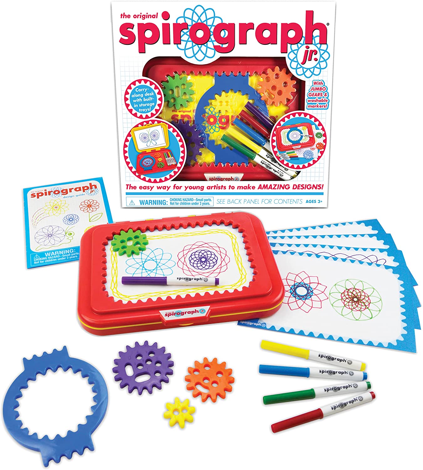 Grandi Giochi - Spirograph Junior, Set con spirografo e pennarelli