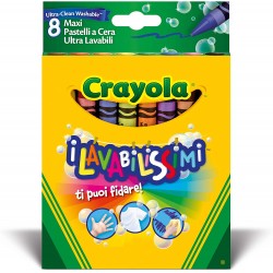 CRAYOLA-I Lavabilissimi Maxi Pastelli a Cera Ultra-Lavabili, per Scuola e Tempo Libero, Colori Assortiti, 8 Pezzi, 52-3282