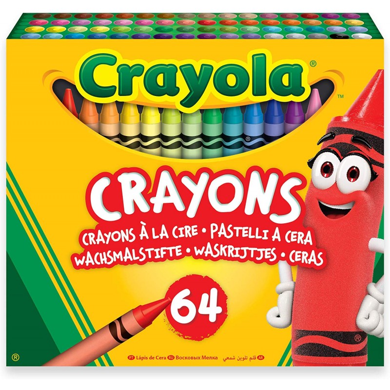 Crayola - Pastelli a Cera, 64 Pezzi, Temperino Incluso nella Confezione - CRA526448