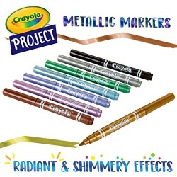 CRAYOLA- Pennarelli Effetti Metallizzati, Confezione da 6, Colori Assortiti, per Progetti Creativi a Casa e a Scuola, 58-8828, 6
