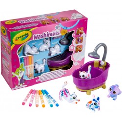 Crayola - Washimals Pets - Set Attività Colora Lava Ricolora con Cuccioli con Vasca da Bagno Funzionante - CRA74-7453