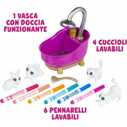 Crayola - Washimals Pets - Set Attività Colora Lava Ricolora con Cuccioli con Vasca da Bagno Funzionante - CRA74-7453