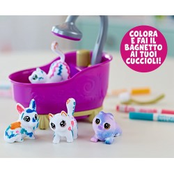 Crayola - Washimals Pets - Set Attività Colora Lava Ricolora con Cuccioli con Vasca da Bagno Funzionante - CRA74-7453