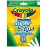 Crayola - Super Punta Pennarelli Lavabili Punta Media, Confezione da 12 Pezzi Colori Assortiti, 7509