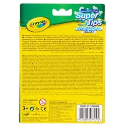Crayola - Super Punta Pennarelli Lavabili Punta Media, Confezione da 12 Pezzi Colori Assortiti, 7509