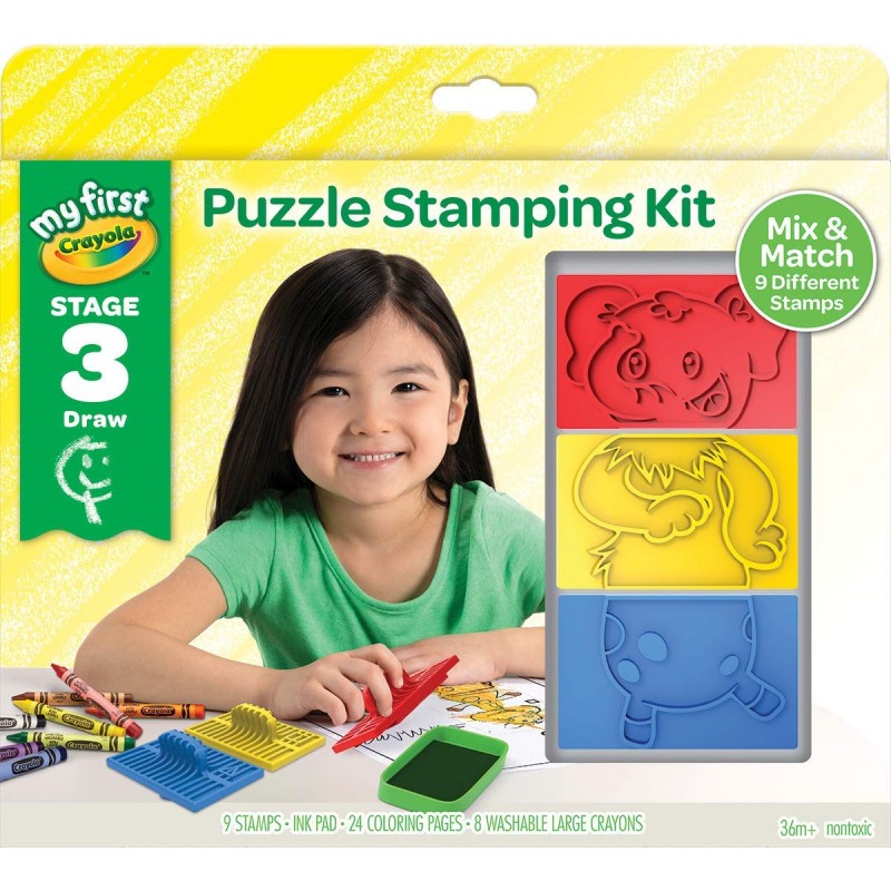 Crayola Mini Kids Set Stampini Puzzle Crea i Tuoi Personaggi Divertenti con gli Stampini, da 36 Mesi, Multicolore, 81-1466