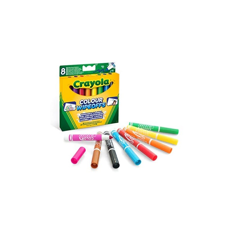 Crayola Pennarelli per Lavagna Bianca Lavabili, 8 Colori Assortiti, Punta  Maxi Conica, 03-8223