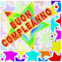 20 Tovaglioli 33 x 33 cm Buon Compleanno Stardust, 60144