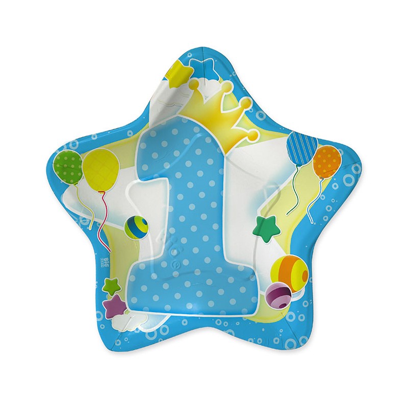 10 Piatti 24 x 24 cm Primo Compleanno Celeste, 60920