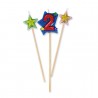 3 Picks Candeline con numero due e stelline, DI70502