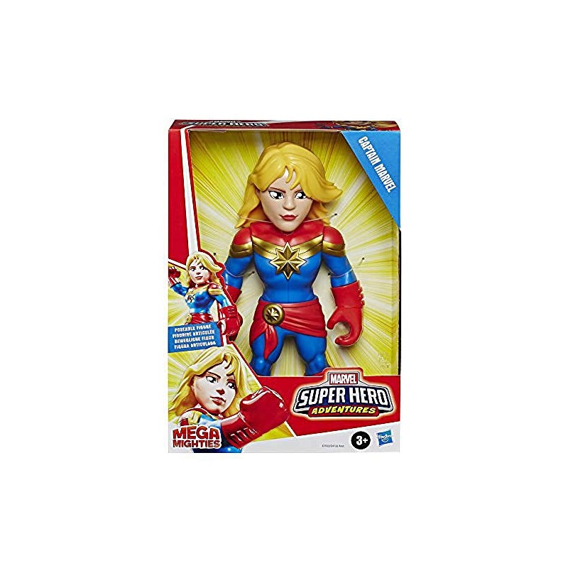 Hasbro - Playskool Heroes - Captain Marvel Super Hero Adventures Mega Mighties, action figure da 25 cm, E4132EU40E7933