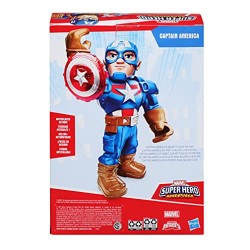 Hasbro - Playskool Heroes - Captain America Marvel Super Hero Adventures Mega Mighties, action figure 25 cm da collezione, E7105