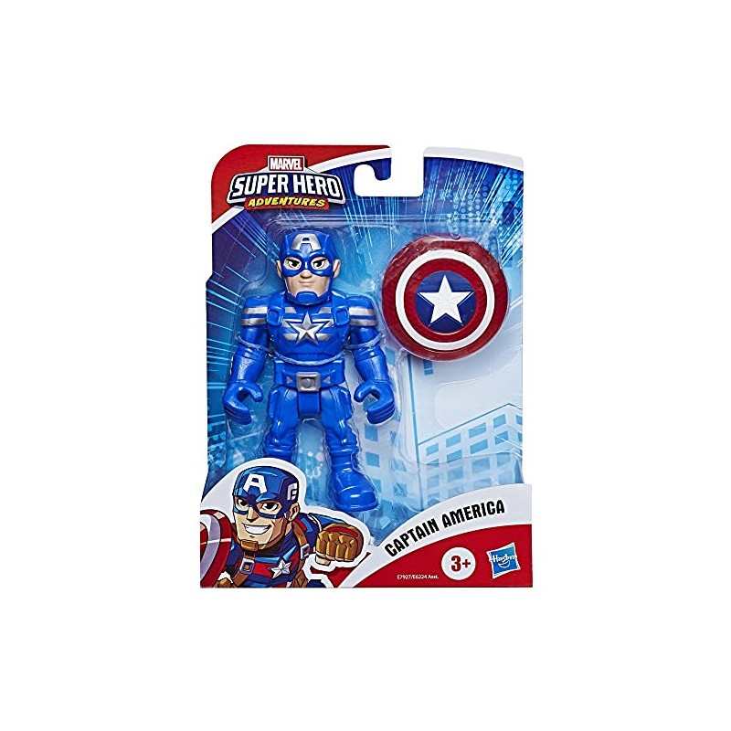 Hasbro - Playskool - Captain America con Accessorio Scudo (Marvel Super Hero Adventures, Action Figure 12.5 cm), E7927EU40