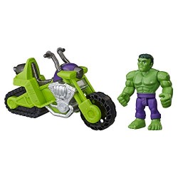 Hasbro - Playskool- Hasbro Super Hero Adventures-Hulk Smash Tank (Action Figure 12,5 cm con Set Motocicletta, Playskool Heroes),