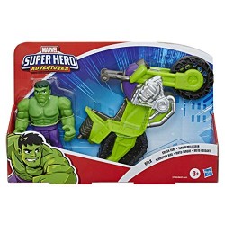 Hasbro - Playskool- Hasbro Super Hero Adventures-Hulk Smash Tank (Action Figure 12,5 cm con Set Motocicletta, Playskool Heroes),