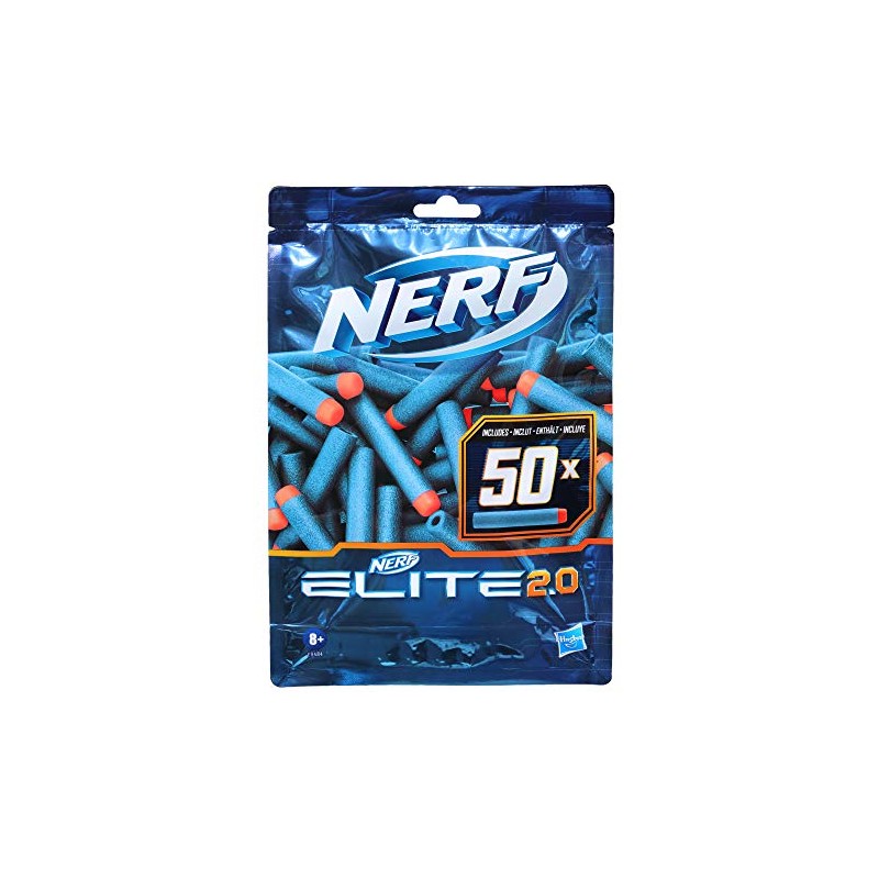 Hasbro - Nerf Confezione Ricarica Include 50 dardi 2.0 Ufficiali, Compatibile con Tutti i Blaster Nerf Elite, E9484EU40
