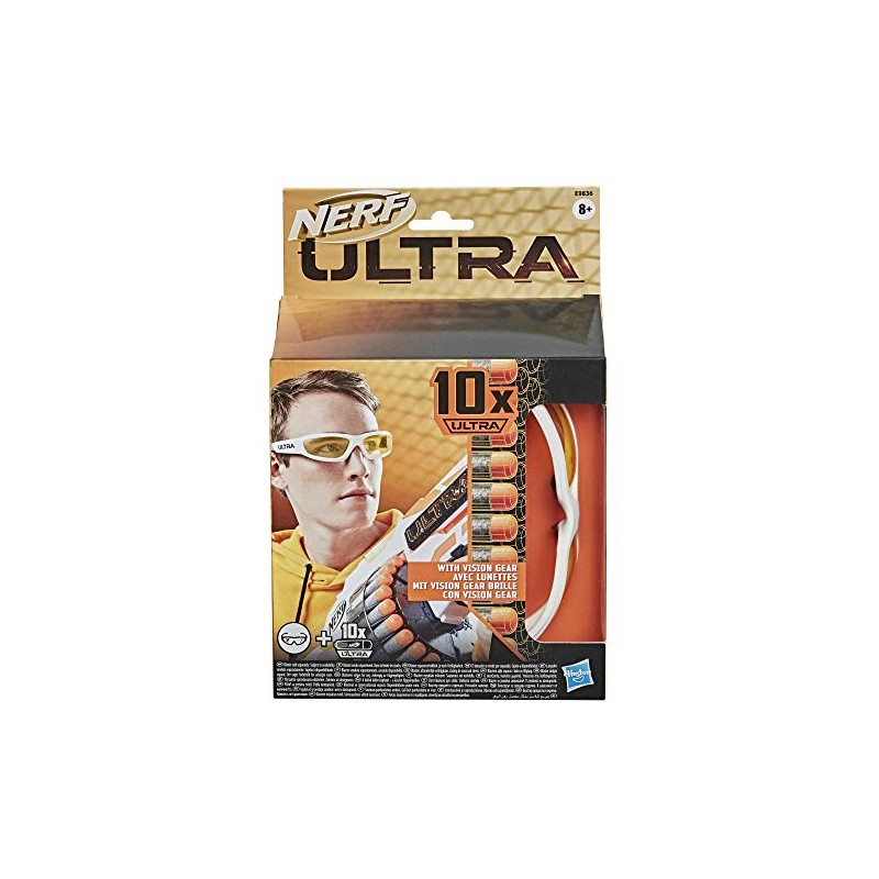 Hasbro - Nerf Ultra – 10 dardi e Occhiali Vision Gear (ricarica per blaster Nerf Ultra con incluso un paio di occhiali protettiv