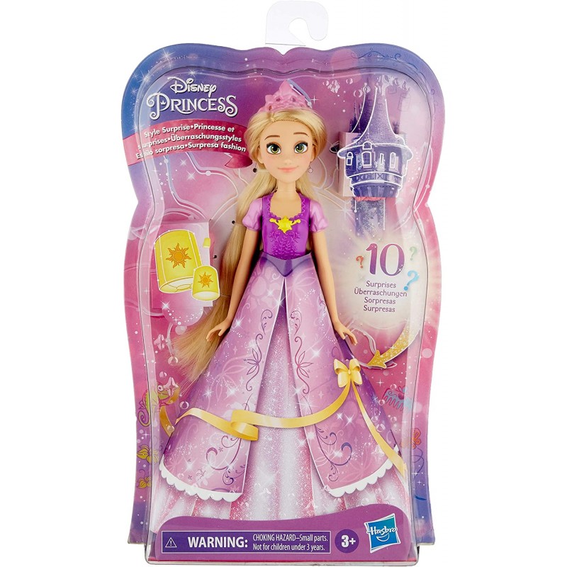 Hasbro Disney Princess Style Surprise Rapunzel, bambola con 10 accessori