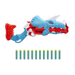 Hasbro- Nerf DinoSquad Tricera-blast, blaster con alloggiamento per caricamento di 3, 12 Nerf,F0803EU4