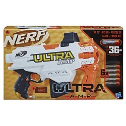 Hasbro - Nerf Ultra Amp - Blaster motorizzato a 6 Freccette con Clip, 6 Freccette Nerf Ultra compatibili Solo con Freccette Nerf